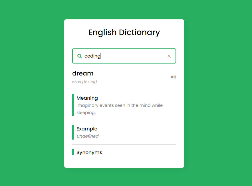 Dictionary App Project